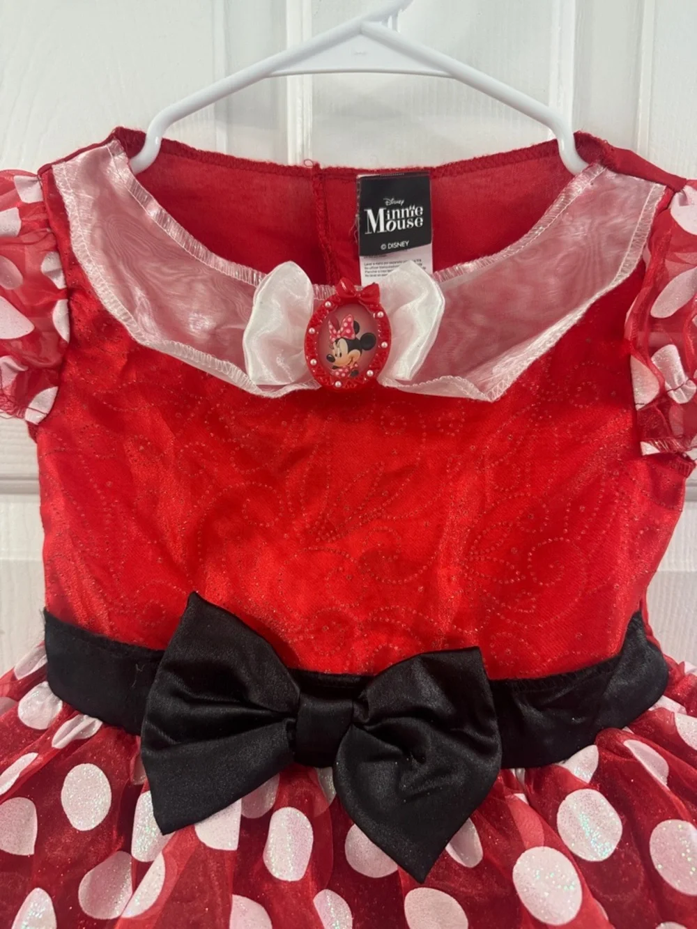 Disney Red and White Polka Dot Minnie Mouse Party Dress with Black Bow - Picture 2 of 5